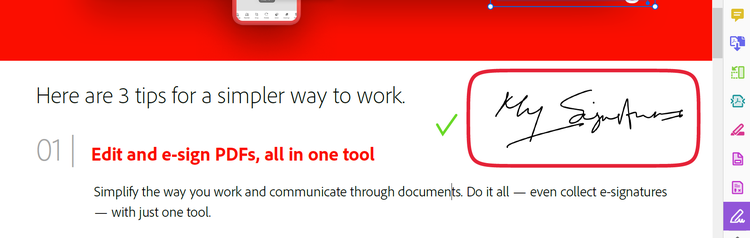 Electronic signature on PDF doc