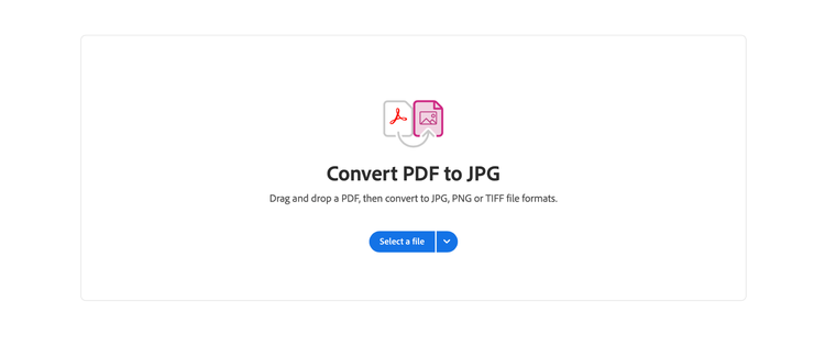 Screenshot of Adobe Acrobat convert PDF to JPG select a file page