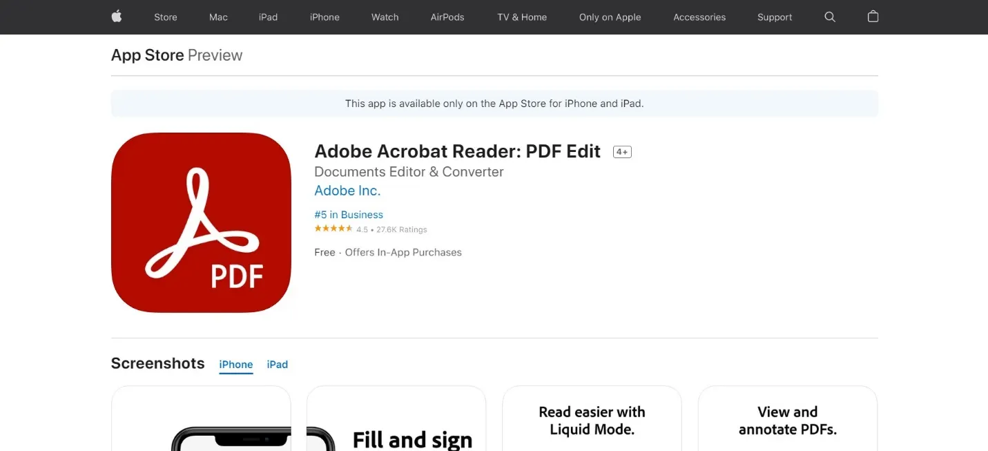 Large red icon of a PDF, displayed in an online app store.