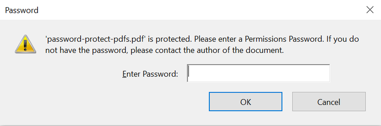 Screenshot of removing document security with a permission password