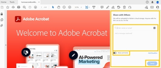 Screenshot of how to share PDF with others in Acrobat.