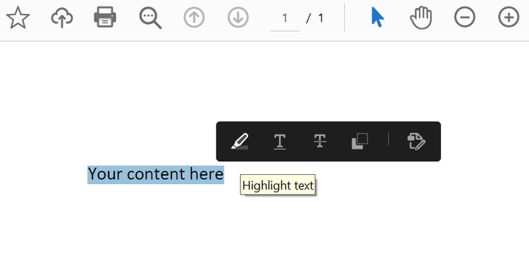 A screenshot showing how to highlight text.