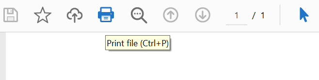 The highlighted Print file icon in the File menu.