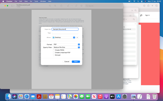 Pop-up menu showing compression options.