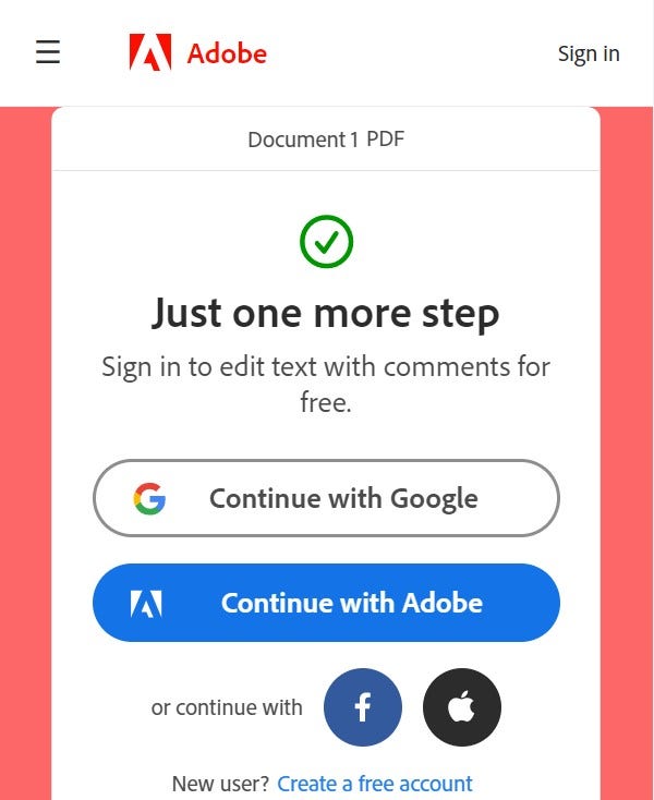 A sign in screen with buttons displaying different options.