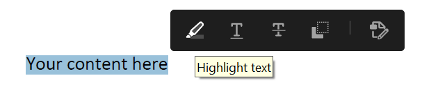 A screenshot showing how to highlight selected text.