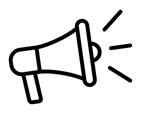 Megaphone icon promoting content.