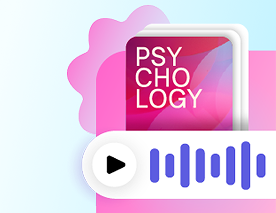 Pink illustration of a psychology podcast.
