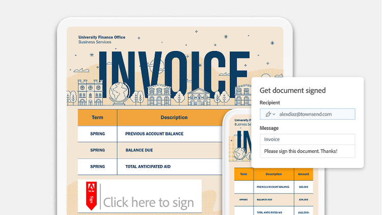 Request and track e-signatures by sending out PDFs with Acrobat.