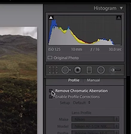 Checking the "Remove Chromatic Aberration" check box in Adobe {{lightroom}}