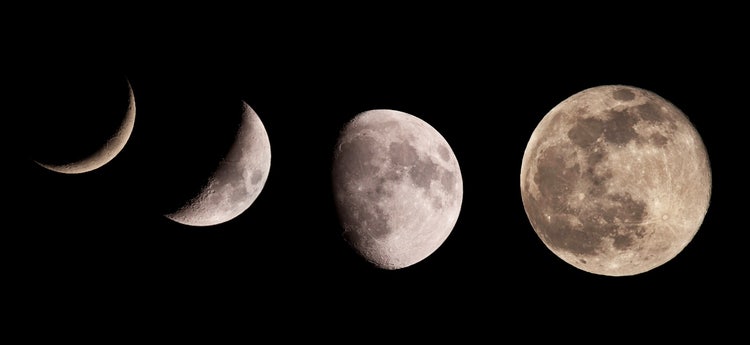 A picture of the moon's different phases