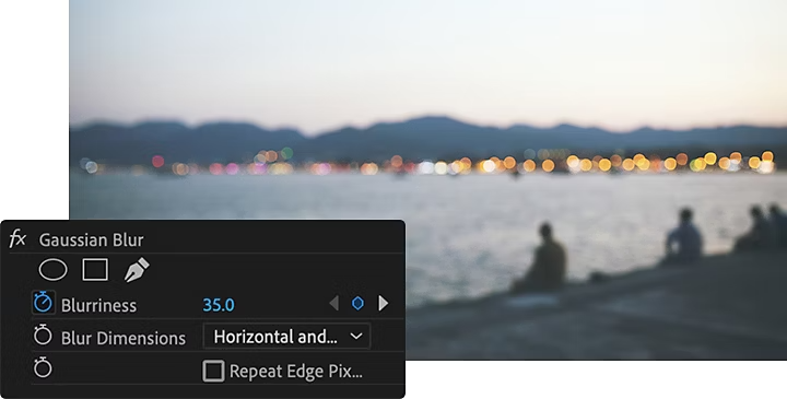 Adding a bokeh effect using the Gaussian Blur tool in Premiere