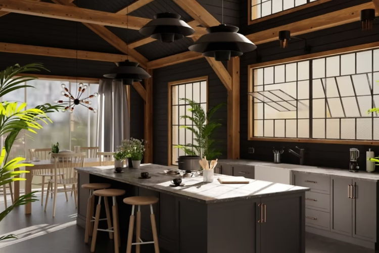 3d architectural model of kitchen island