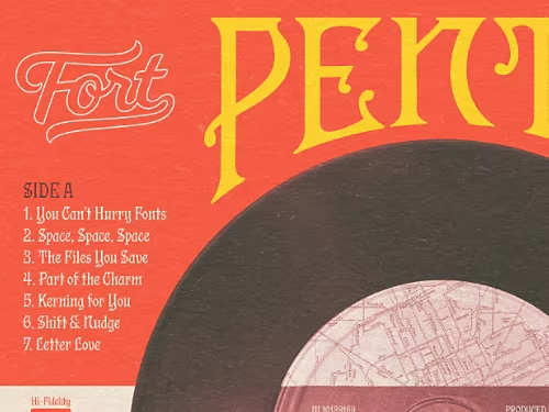 Design graphique d’une pochette d’album avec le mot « FORT » auquel est associé un fond transparent et un contour blanc