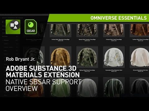 Video titled: Adobe Substance 3D Materials Extension Overview with Omniverse USD Composer