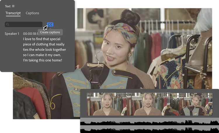 Пример за автоматично създаване на преписи от видео клип за базирано на текст редактиране