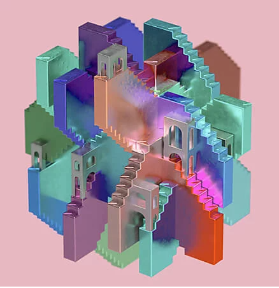 Творба със стълбище в 3D