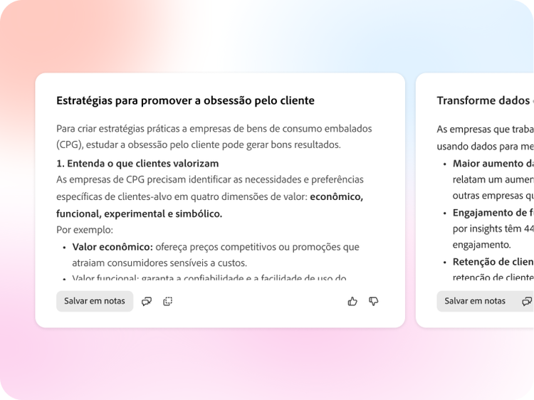 Um resumo gerado por IA em formato de lista numerada, com o botão Salvar nas notas.