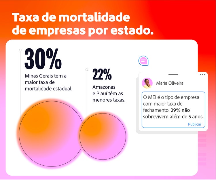 Taxa de mortalidade de empresas por estado.