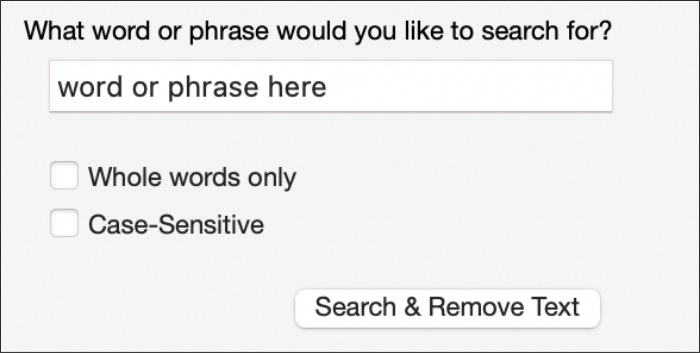 Clique em Pesquisar e remover texto para remover todas as ocorrências em um PDF.
