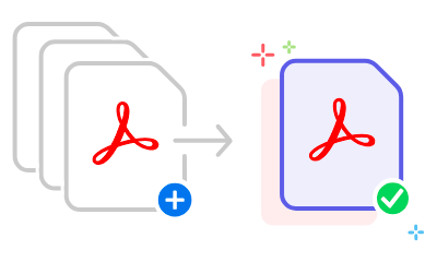 Três arquivos da Adobe Acrobat sendo unidos em um só