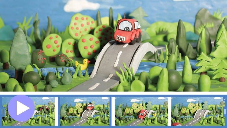 Reproduza os vídeos dinâmicos em stop-motion