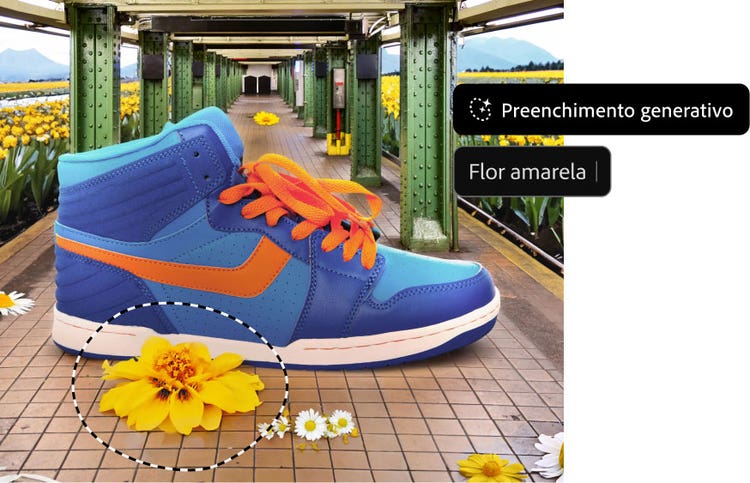 Recurso Preenchimento generativo com a IA do Photoshop