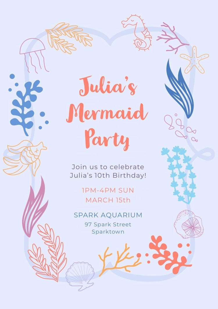 Colorful Girl's Birthday Party Invitation