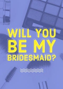 Blue and Yellow Bridesmaid Wedding Invitation Card Will You Be My Bridesmaid Card