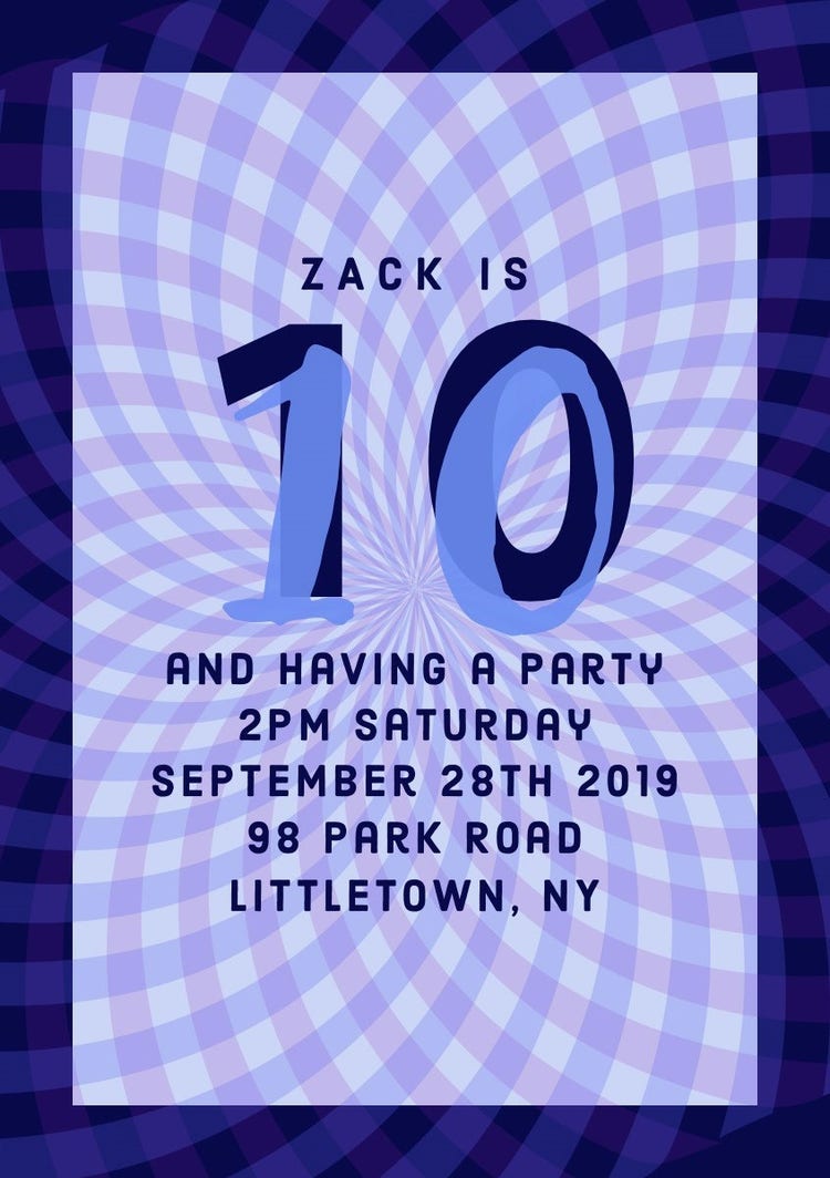 Blue Boys Birthday Party Invitation