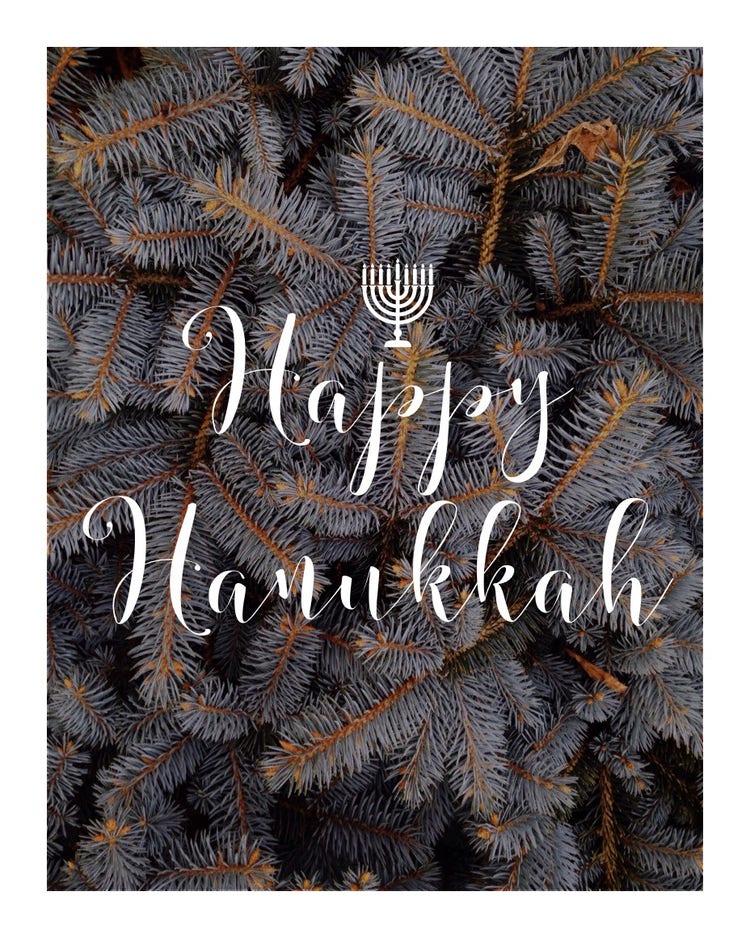White and Grey Hanukkah Whishes Card Instagram Portrait