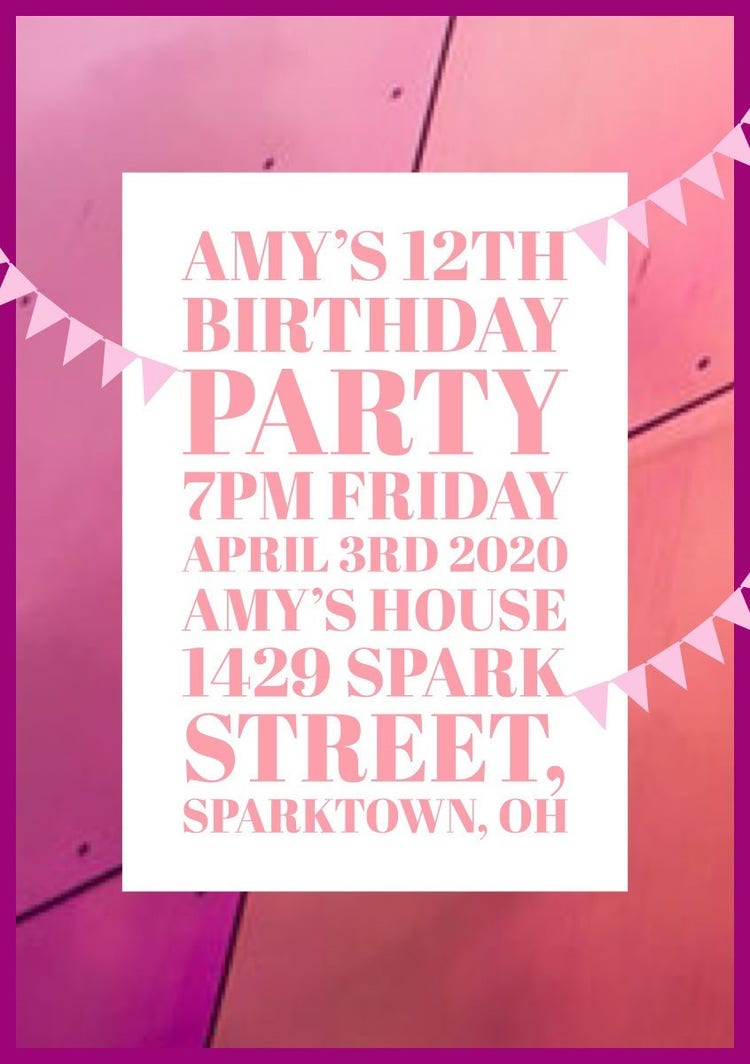 Pink and White Girl's Party Invitation