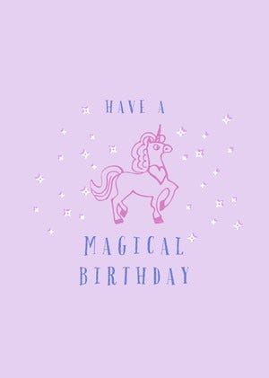 Pink and Blue Birthday Card Unicorn Birthday Card