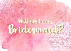 pink watercolor bridesmaid invitation Will You Be My Bridesmaid Card
