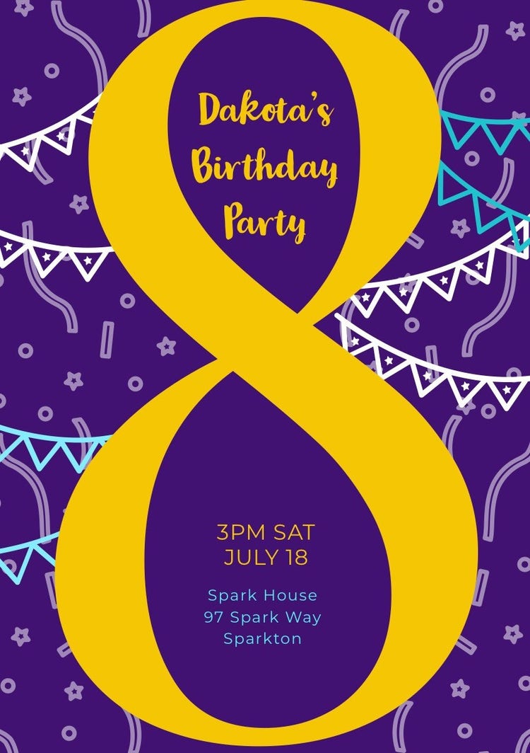 Violet and Yellow Birthday Party Invitation