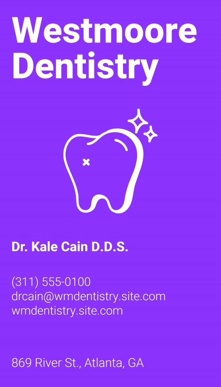 Purple and White Denistry Business Card