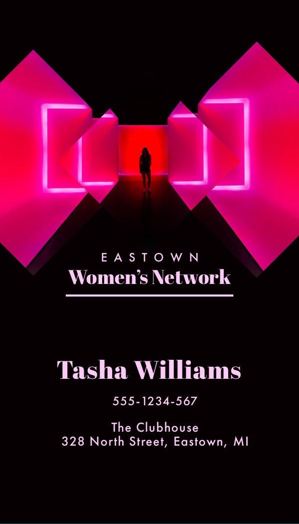 Black Pink Neon Women Network Business Card