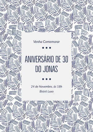Aniversário de 30<BR>do Jonas Convite de aniversário
