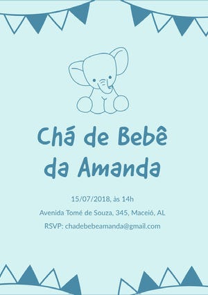 baby elephant baby shower invitations Convite para chá de bebê