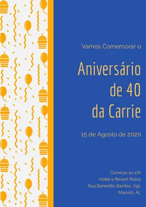 Aniversário <BR>de 40 <BR>da Carrie  Convite de aniversário
