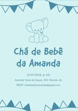 baby elephant baby shower invitations  Folheto de festa