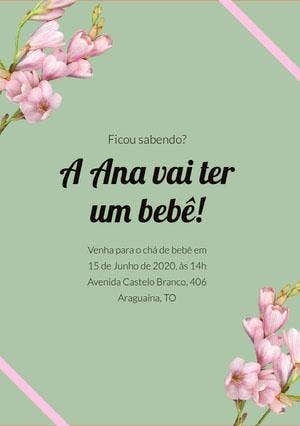 mint green and pink flowers baby shower invitations  Folheto de festa