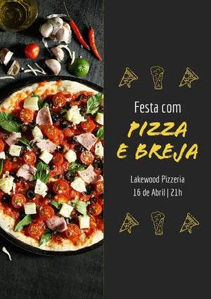Pizza e breja Folheto de festa