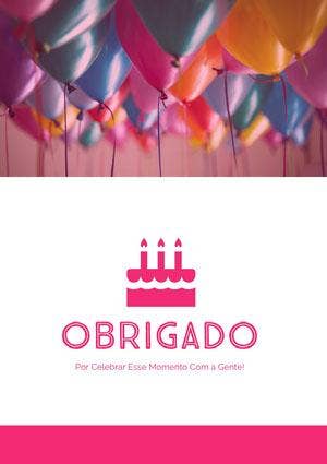 birthday balloons thank you cards Cartão de agradecimento