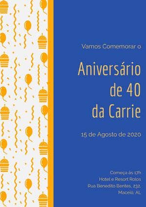 Aniversário <BR>de 40 <BR>da Carrie Folheto de festa