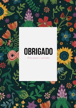 colorful floral thank you cards Cartão de agradecimento