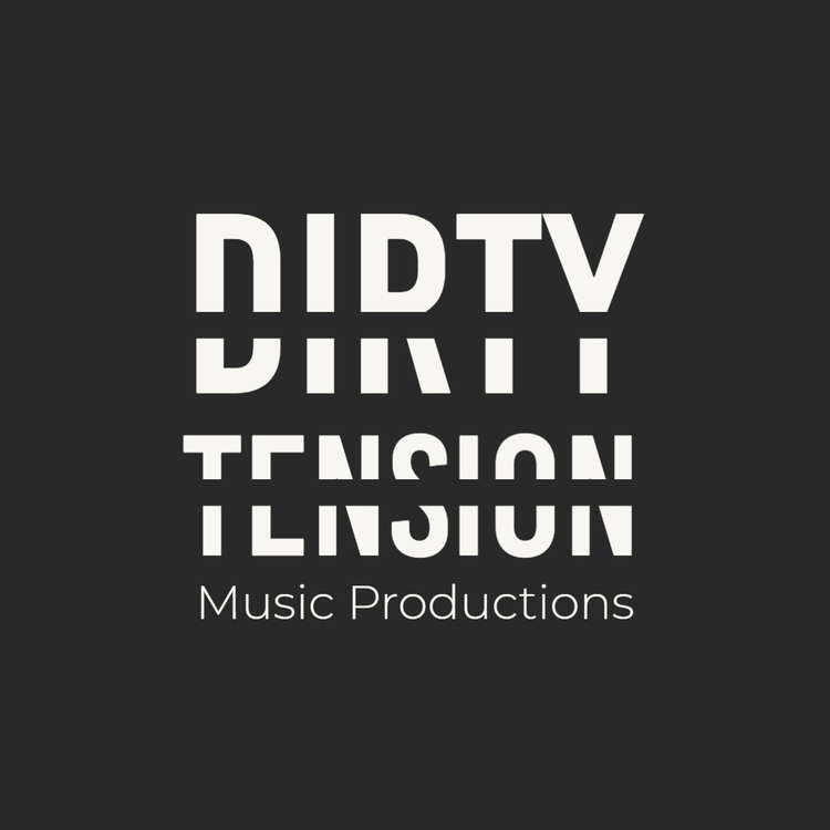 Dirty Tension Music Productions written in the fonts Bebas Kai and Montserrat in white against a black background