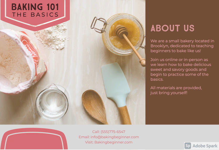 The about page of a "Baking 101 The Basics" content creator