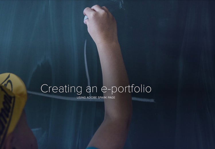 "Creating an e-portfolio" with a hand writing in chalk on a blackboard in the background