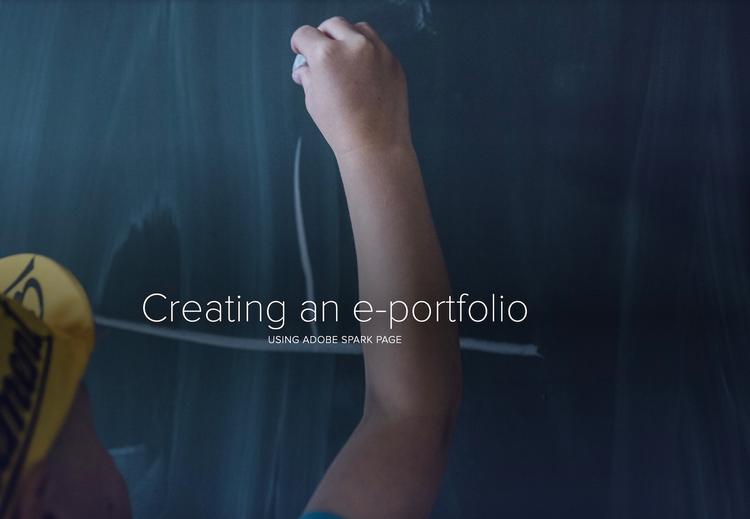 "Creating an e-portfolio" with a hand writing in chalk on a blackboard in the background